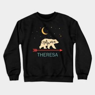 Theresa Name Gift Personalized Retro Mama Bear Crewneck Sweatshirt